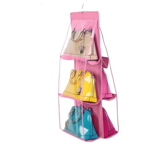 Органайзер для сумок / Органайзер подвесной двусторонний для хранения сумок, цвет светло-розовый / Органайзер для одежды и обуви