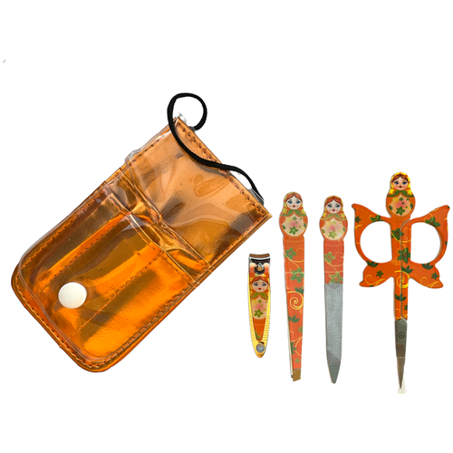 Маникюрный набор Матрешка 4 предмета (оранжевый). набор брелков матрешек 10 шт 4 5 см