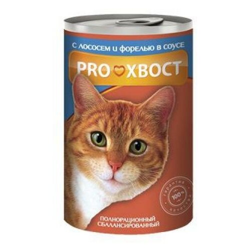 Корм PROхвост (в соусе) для кошек, с лососем и форелью, 415 г x 12 шт