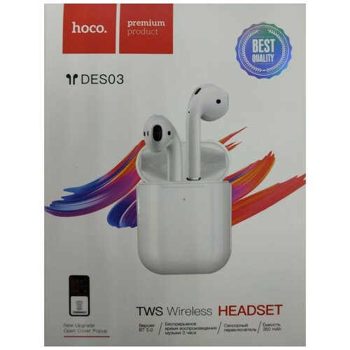 Беспроводные наушники TWS Hoco DES03 BT5030mAh3ч белые 179000₽