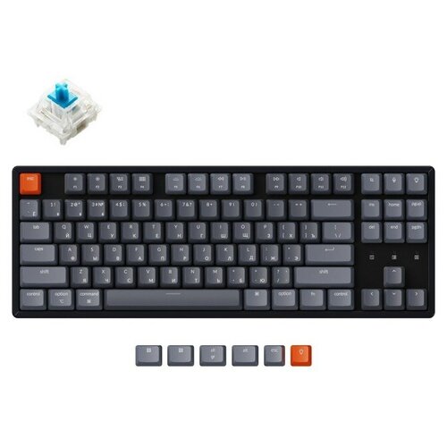 Беспроводная механическая клавиатура Keychron K8, TKL, алюминиевый корпус, White LED подсветка, Gateron, Blue Switch (K8G2)