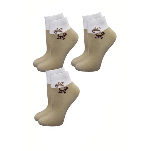 Комплект носков женских, 80% модал Гранд Nez_SML33, 3шт, 23-25, коралловый, белый