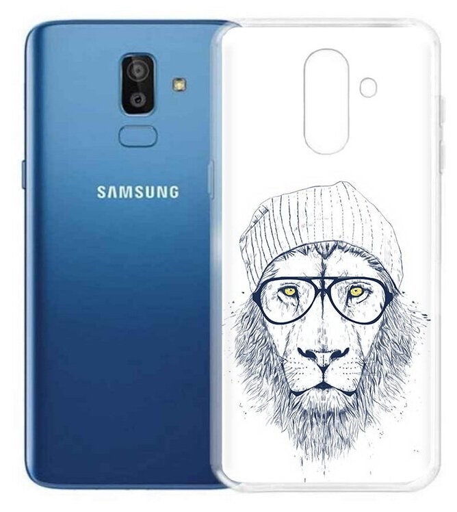 Чехол задняя-панель-накладка-бампер MyPads хиппи лев для Samsung Galaxy J8 2018 (SM-J810) противоударный