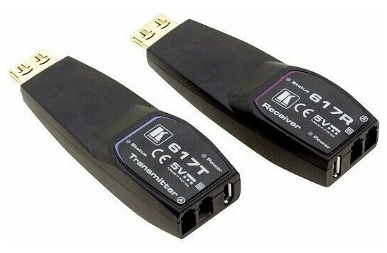 Передатчик и приемник сигнала HDMI по волоконно-оптическому кабелю; кабель 2LC, многомодовый ОМ3, до 200 м, поддержка 4К60 4:4:4 [94-0006150] Kramer 617R/T - фото №2