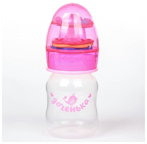 Бутылочка для кормления «Доченька» с погремушкой, 60 мл, от 0 мес, цвет розовый