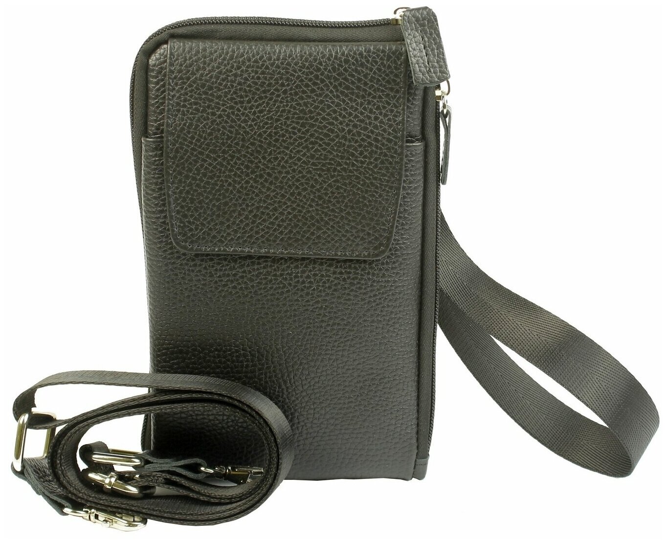 Дорожный кошелек портмоне органайзер походный из натуральной кожи черный См853-40