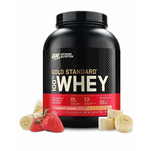100% golden whey 2270 g клубника Optimum Nutrition 100% Whey Gold Standard 2270 г (Клубника-банан)