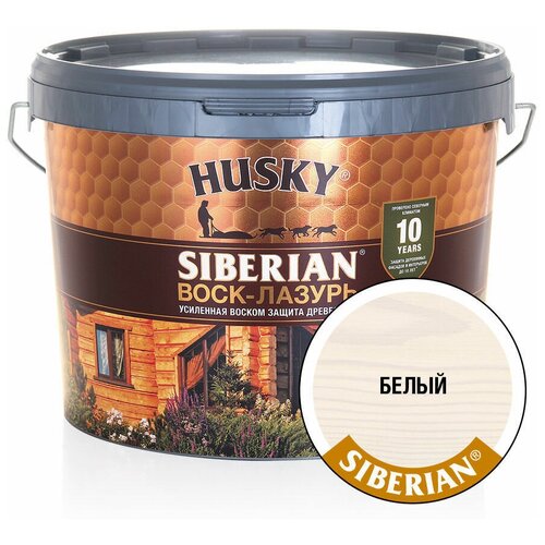 HUSKY SIBERIAN Воск-лазурь декоративно-защитный состав для древесины белый (9л)