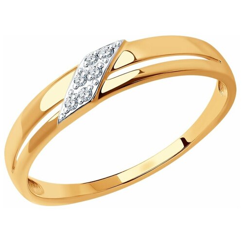Кольцо Diamant, красное золото, 585 проба, фианит, размер 18