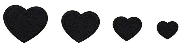 Нашивка на одежду сердечки черные заплатка термонаклейка термонашивка