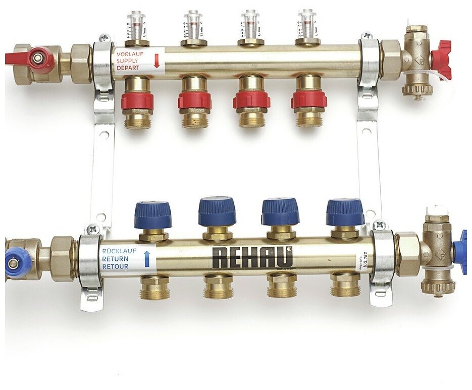 Распределительный коллектор Рехау HKV-D с расходомерами на 3 контура