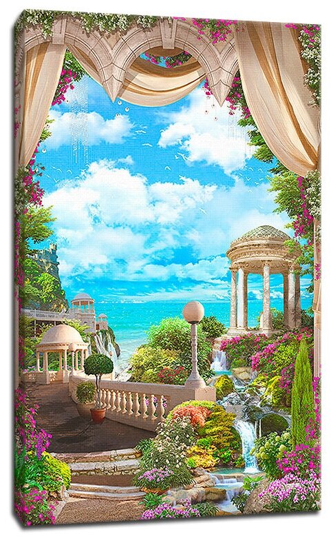 Картина Уютная стена "Античная терраса с видом на море" 40х60 см