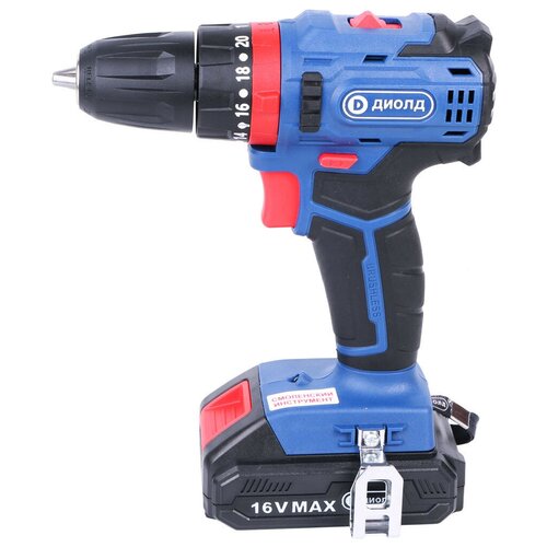 Аккумуляторная дрель диолд ДЭА-16ЛИ-01У бесщеточная кейс 16В 2АКБх2Ач 45Нм 0-4500-1450 обмин 839000₽