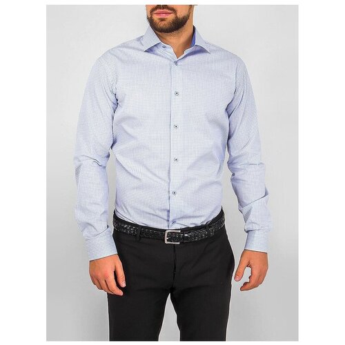 фото Рубашка мужская длинный рукав greg 125/131/8214/z/1p, полуприталенный силуэт / regular fit, цвет голубой, рост 174-184, размер ворота 42