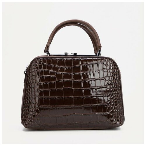 фото Саквояж, отдел на молнии, наружный карман, длинный ремень, цвет коричневый