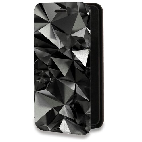 Дизайнерский горизонтальный чехол-книжка для Самсунг A03s / Samsung Galaxy A03s Черные кристаллы