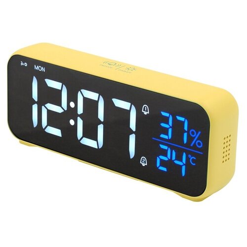 Часы электронные, CL-82YW, ARTSTYLE, желтые, со встр. аккум., инд. - бел./син., с будильником, термо- и гигрометром