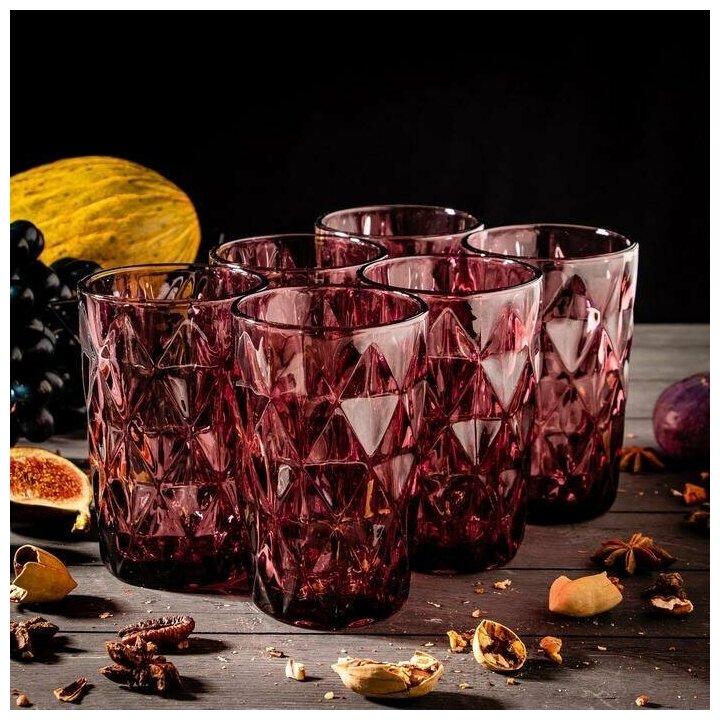 Набор стаканов Magistro "Круиз", 350 мл, 6 шт, цвет розовый