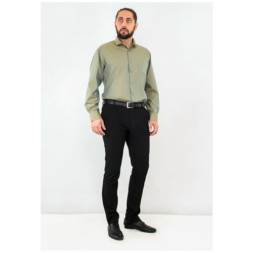 фото Рубашка мужская длинный рукав berthier heikoj0231/ comf-r(0), прямой силуэт / сlassic fit, цвет оранжевый, рост 174-184, размер ворота 44