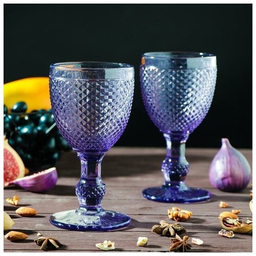 Набор бокалов стеклянных Magistro Вилеро, 280 мл, 8x16 см, 2 шт, цвет фиолетовый