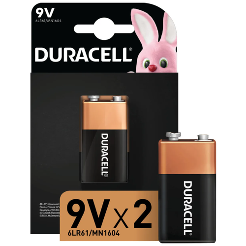 Батарейка Duracell Basic 9V Крона, 2 уп., в упаковке: 1 шт.