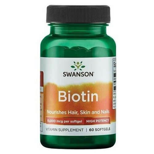 SWANSON Biotin 10 000 mcg Hi Protency (60 софтгелей)