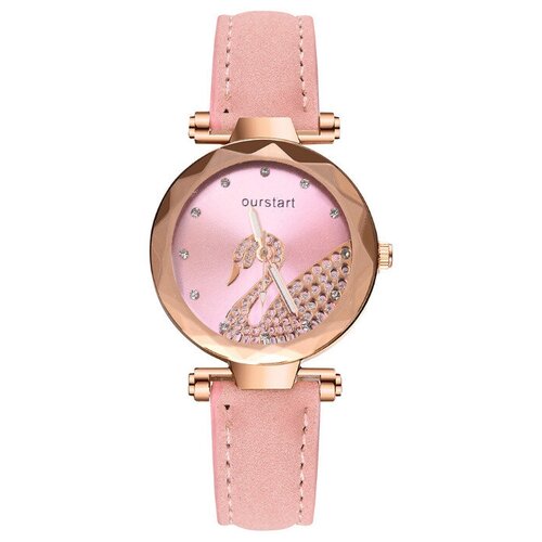 фото Наручные часы часы женские из эко кожи, розовый академия красоты