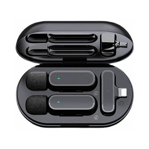 Беспроводной петличный микрофон Lightning for iPhone, iPad. Кейс для зарядки, 2 микрофона, приемник Lightning Штекер.