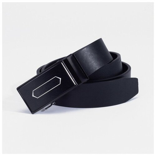 фото Ремень, ширина 4 см, автомат, пряжка тёмный металл, цвет чёрный gorodok