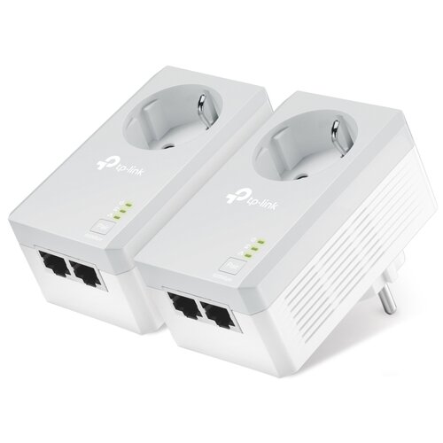 Wi-Fi+Powerline адаптер TP-LINK TL-PA4020PKIT, белый сетевой адаптер powerline tp link tl wpa4220 av600 fast ethernet антенна внутренняя