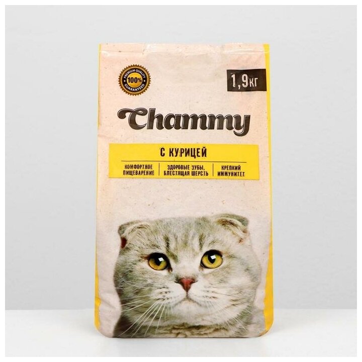 Полнорационный сухой корм Chammy для кошек с курицей, 1.9 кг - фотография № 2