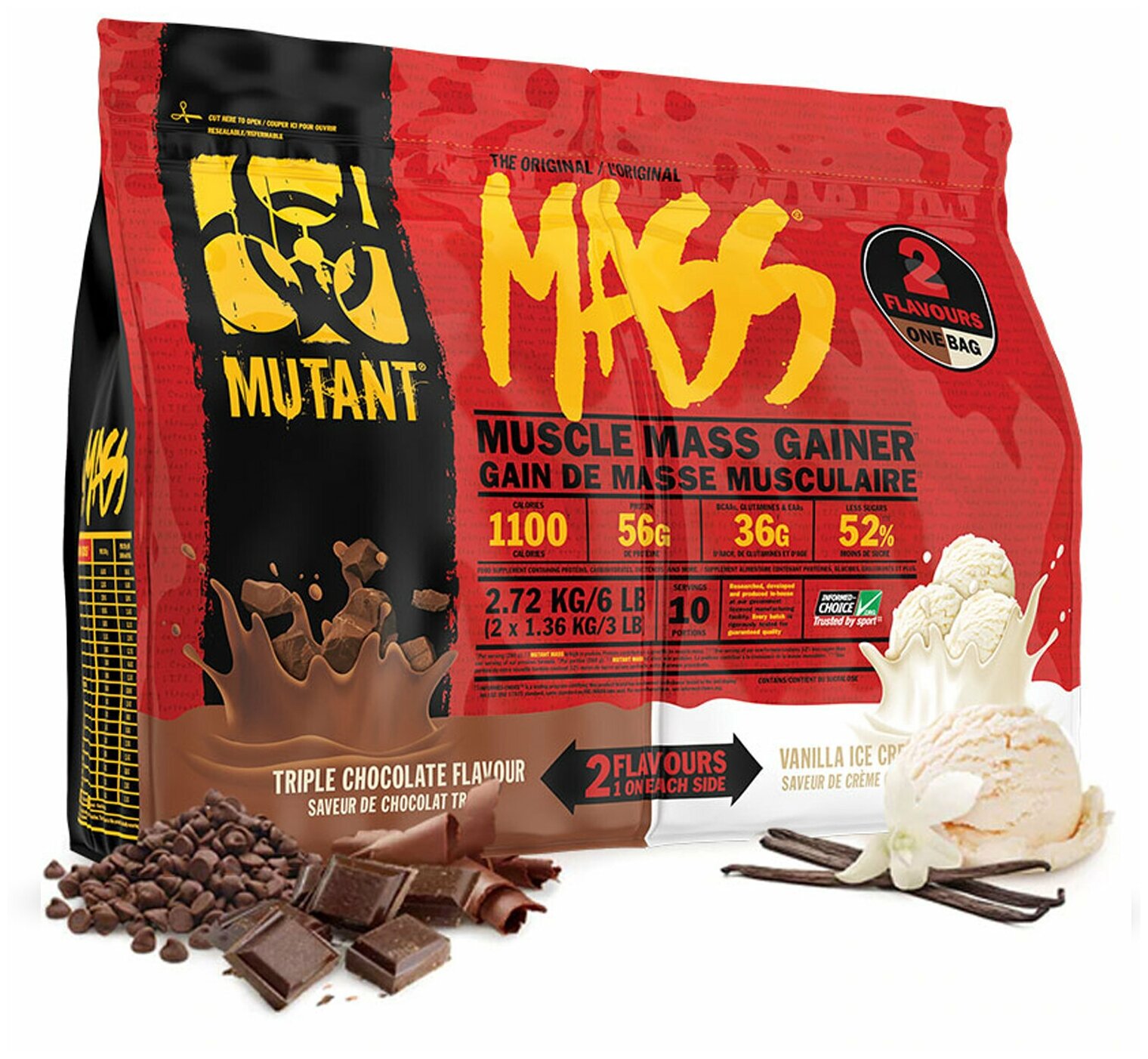 Гейнер Mutant Mass 6 lb Triple Chocolate & Vanilla Ice Cream