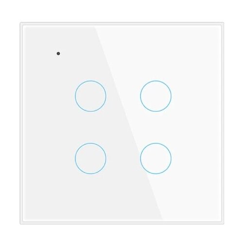 Умный выключатель Wi-Fi, BLE, N+L, Tuya, Smart Life, Алиса, поддержка голосового управления, четырехклавишный, белый