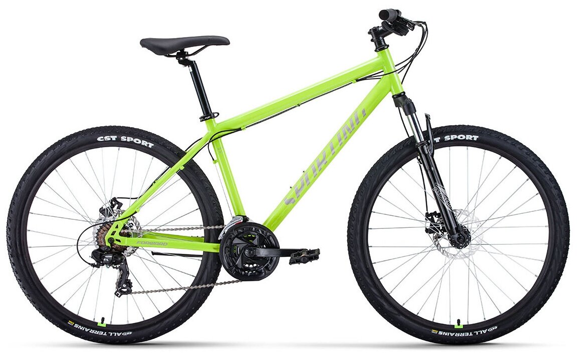 Велосипед FORWARD SPORTING 27,5 2.2 D (27,5" 21ск.рост.17") 2022, ярко-зел./серебристый,RBK22FW27854
