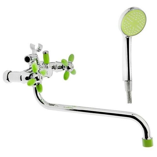 Cмеситель для ванны душа душевой кабины A7182K двухВентильное с душевым набором силумин зеленыйхром 7782₽