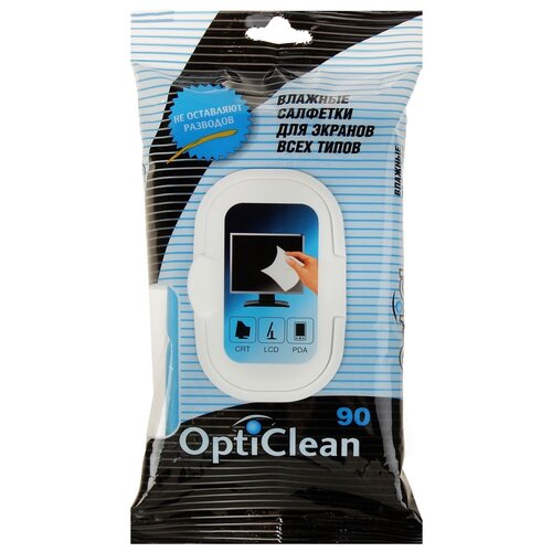 Влажные салфетки OptiClean, для экранов, 90 шт.