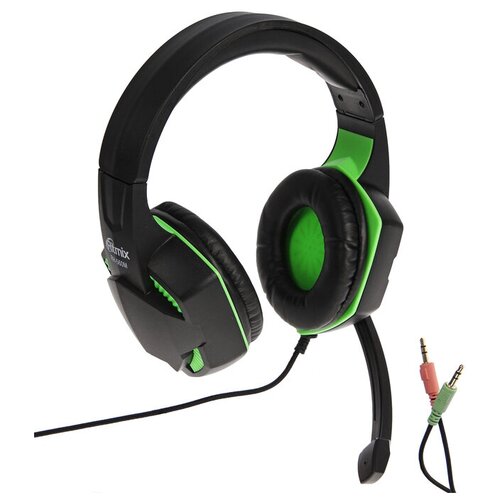 Наушники Ritmix RH-560M Gaming игровые полноразмерные микрофон35мм 18 м черно-зеленые 117800₽