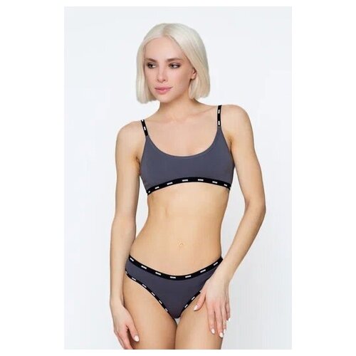 фото Бюстгальтер minimi топ-бра на тонких бретелях minimi ms121, размер 46, серый