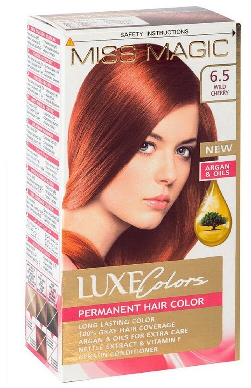 Miss Magic Luxe Colors Стойкая краска для волос  c экстрактом крапивы, витамином F и кератином, 6.5 дикая черешня, 125 мл