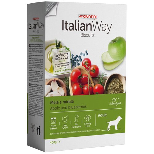 Italian Way Печенье для собак Яблоко и черника (400гр) (ITALIAN WAY BISCUITS BLUEAPPL) DITWA36024 | ITALIAN WAY BISCUITS BLUEAPPL 0,4 кг 51569