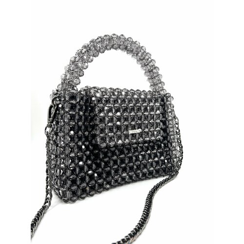 Сумка кросс-боди , фактура плетеная, серый