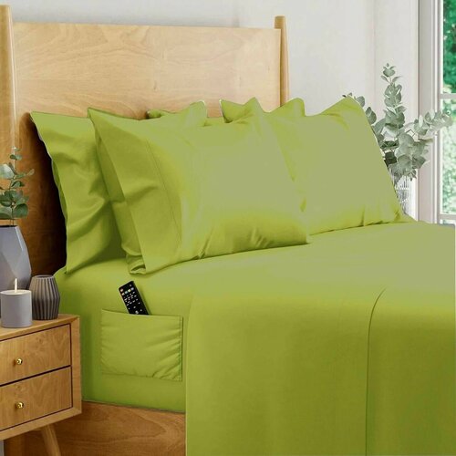 Простыня на резинке с карманами 160/200/30, Лавровый лист, Египетский хлопок