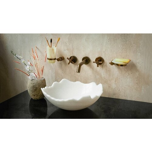 Белая раковина для ванной Sheerdecor Flores 966426111 из натурального камня мрамора