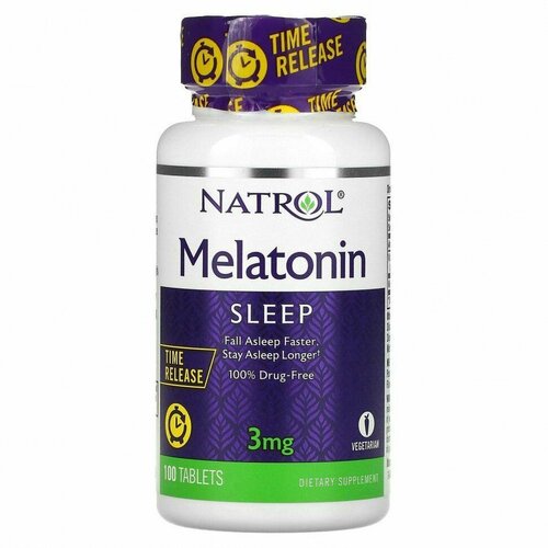 Natrol, Melatonin Time Release, Mелатонин, 3 мг, 100 таблеток