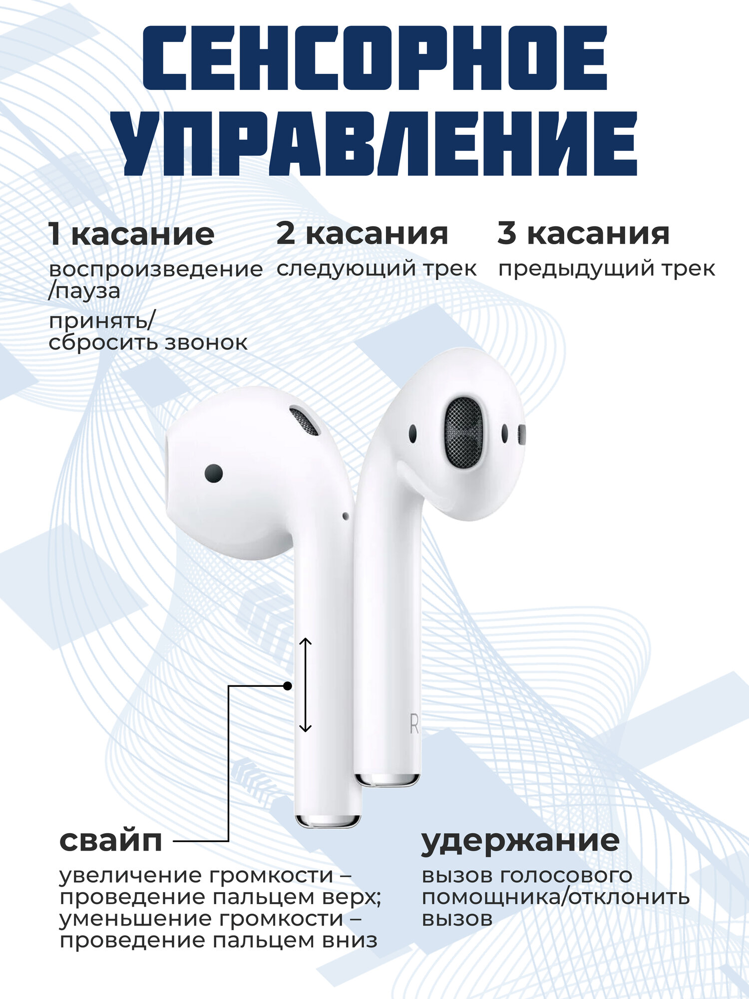 Беспроводные наушники A.Pods 2 PREMIUM с блочком для зарядки и чехлом в комплекте, белый