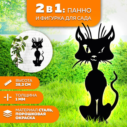 Фигурка садовая Кот бандит 2 в1- фигурки для цветочных горшков - садовый декор LifeSteel