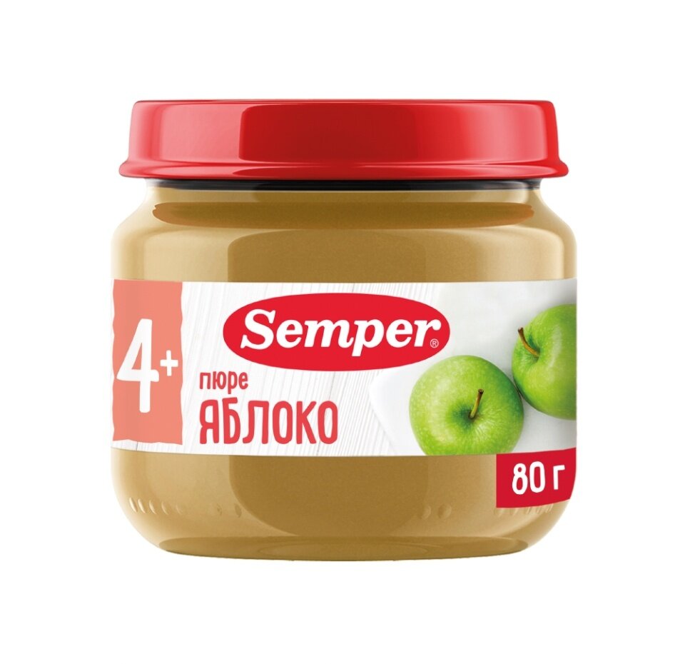 Пюре Semper Яблоко, с 4 месяцев, 80 г