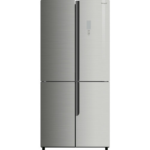Отдельностоящий холодильник с инвертором Weissgauff WCD 450 Inox Glass NoFrost Inverter четырехдверный 3 года гарантии Система размораживания Full No Frost ширина 83 см большой объем тихий режим работы сенсорное управление LED-освещение 8754000₽