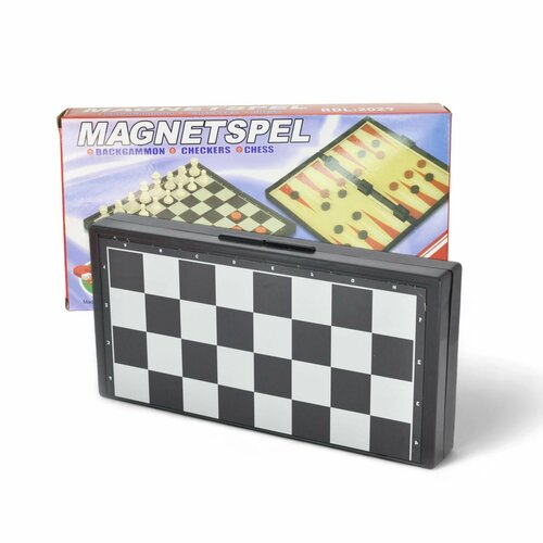 Набор игр 3 в 1 (магнитные шашки, шахматы и нарды) 24х24см