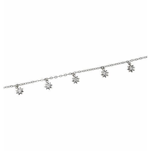 Колье VERUSCHKA JEWELRY, фианит, длина 36 см, серебряный